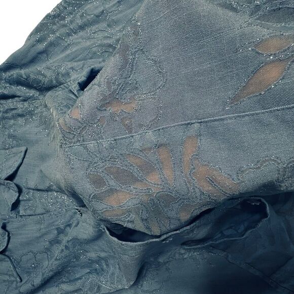 Vintage Sag Harbor Blue Semi sheer glittery long sleeve shirt size 16 - Picture 14 of 15